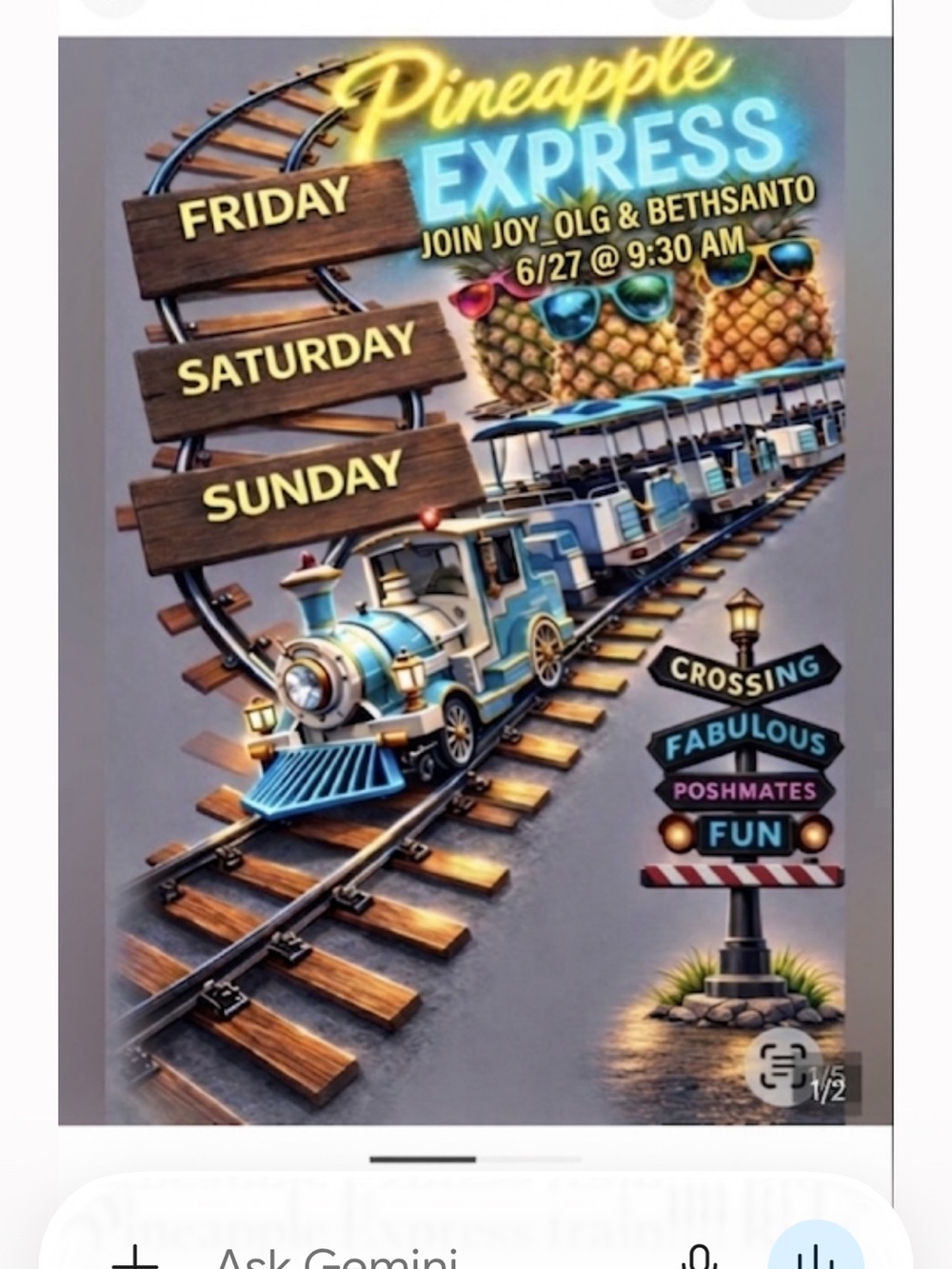 Pineapple Express train!!!! Ride with me and @joy_olg 6/27 sat 9:30 am eastern